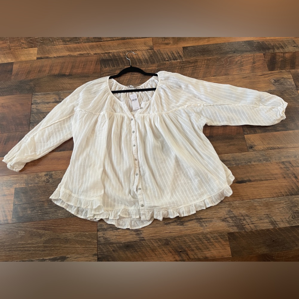 American Eagle button-down peasant top NWT